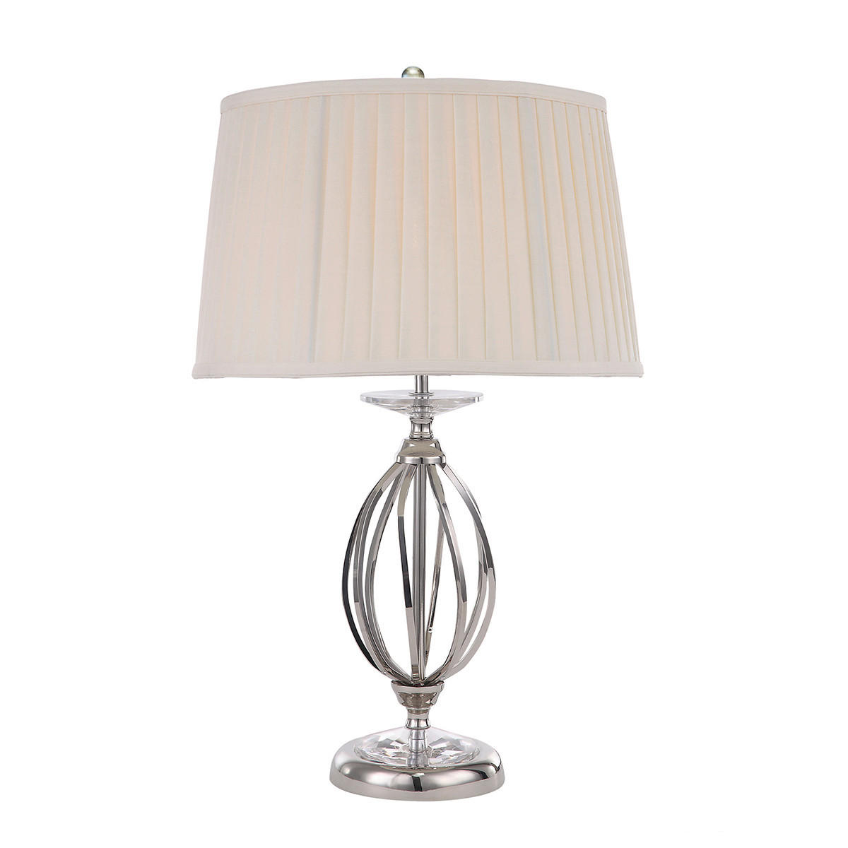 TISCHLEUCHTE Pol 36/58 cm   - Nickelfarben, KONVENTIONELL, Textil/Metall (36/58cm) - Elstead Lighting