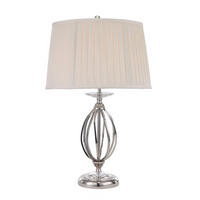 TISCHLEUCHTE Pol 36/58 cm   - Nickelfarben, KONVENTIONELL, Textil/Metall (36/58cm) - Elstead Lighting