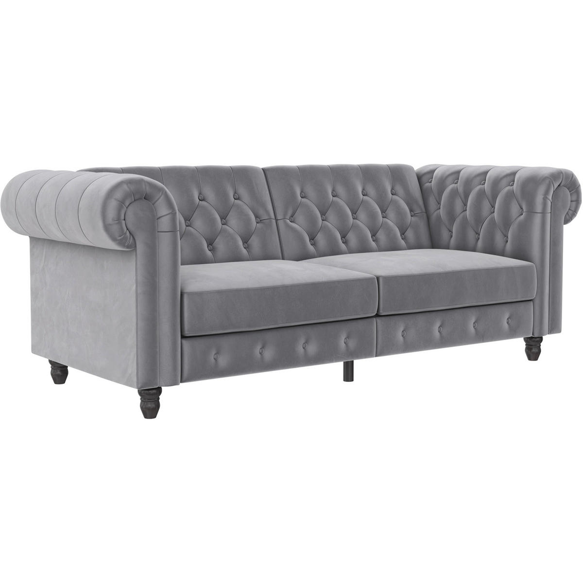 SCHLAFSOFA FIRENZE in Velours Hellgrau Vintage, Skandinavisch, Modern  - Hellgrau/Schwarz, Basics, Holz/Textil (236/83/87cm) - Livetastic