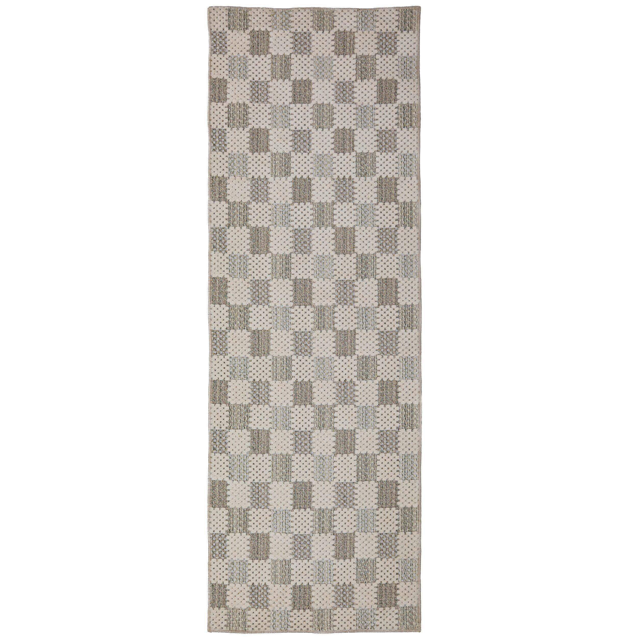 FLACHWEBETEPPICH  Wohnzimmer 80/230 cm Muted Checkerboard Pastellgrün rechteckig  - Pastellgrün, Basics, Kunststoff/Textil (80/230cm) - Flair Rugs