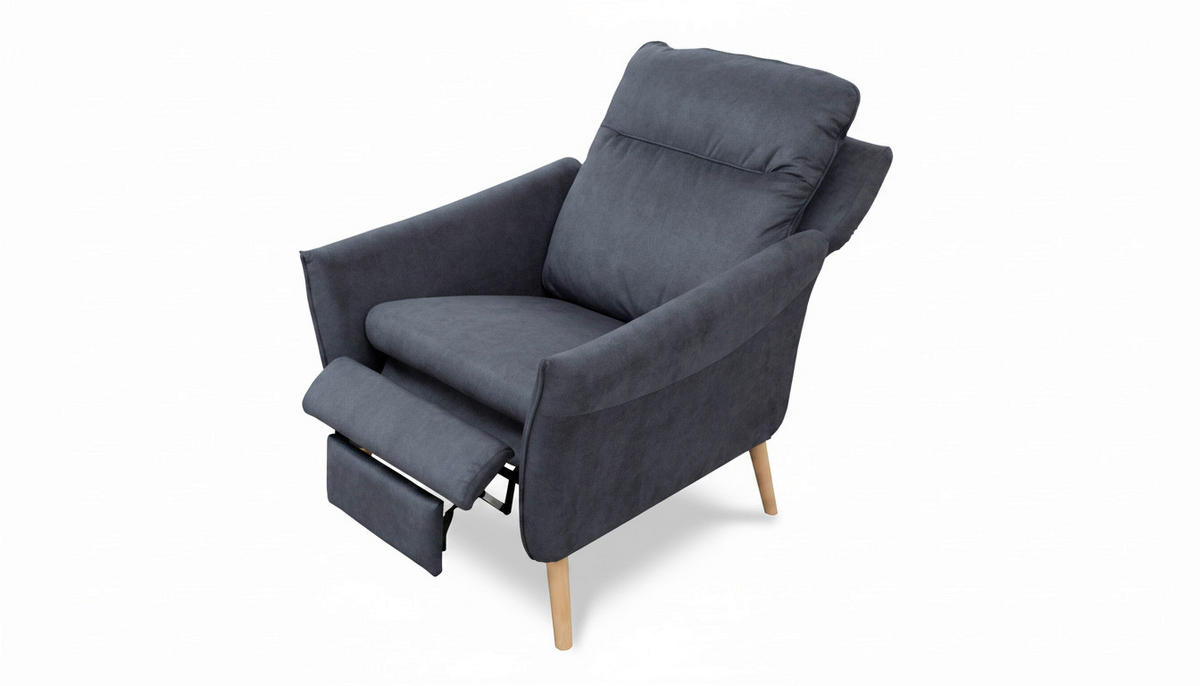 RELAXSESSEL in Textil Blau  - Blau/Buchefarben, Design, Holz/Textil (88/110/92cm) - Livetastic