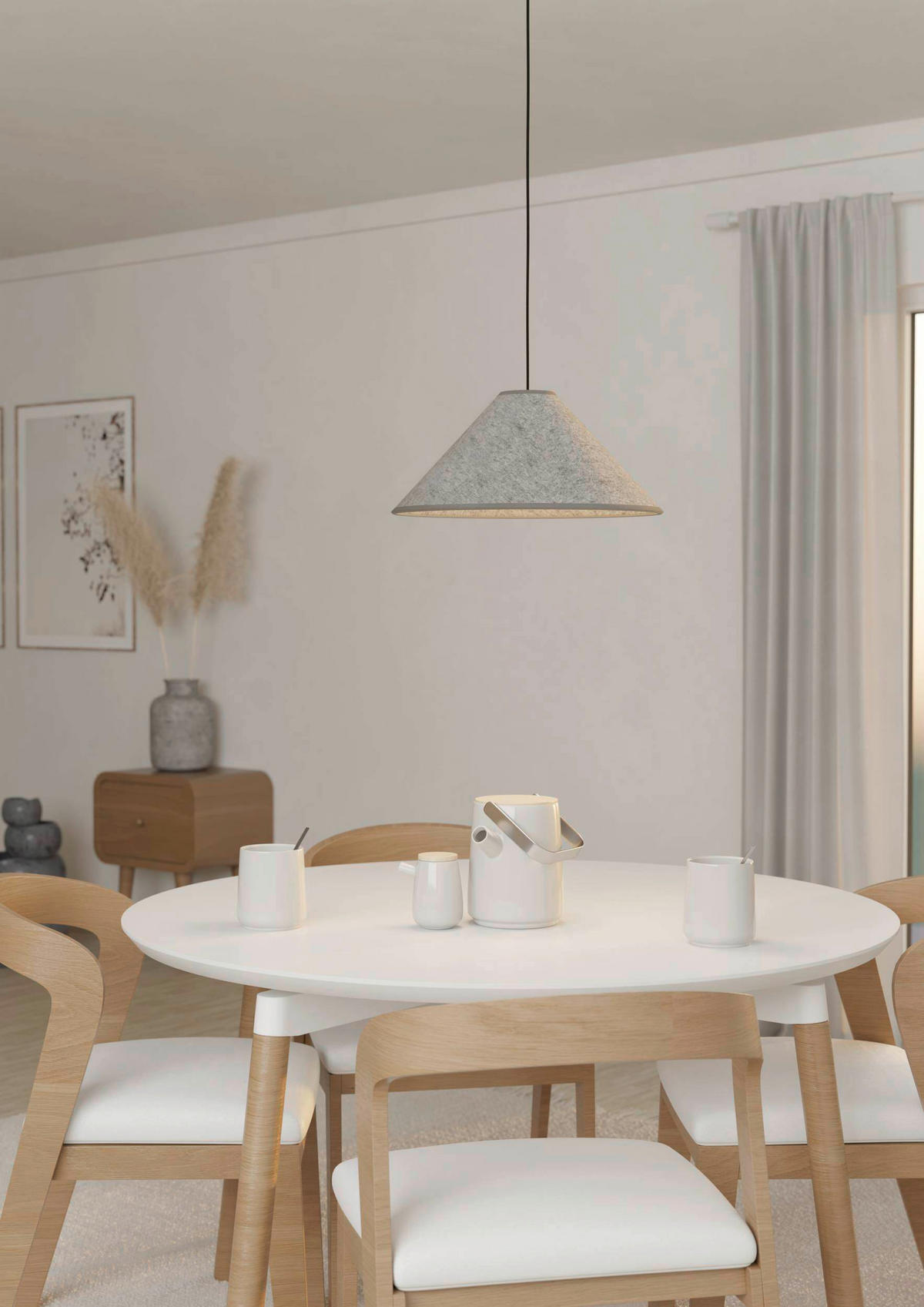 HÄNGELEUCHTE Alsager 41/110 cm   - Grau, ROMANTIK / LANDHAUS, Textil/Metall (41/110cm) - Eglo