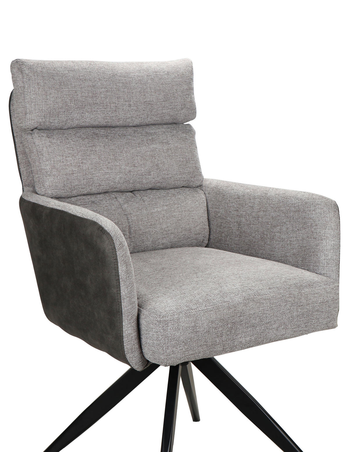 ARMLEHNSTUHL  in Eisen Leinenoptik  - Anthrazit/Hellgrau, Design, Textil/Metall (60/91/67cm) - Novel