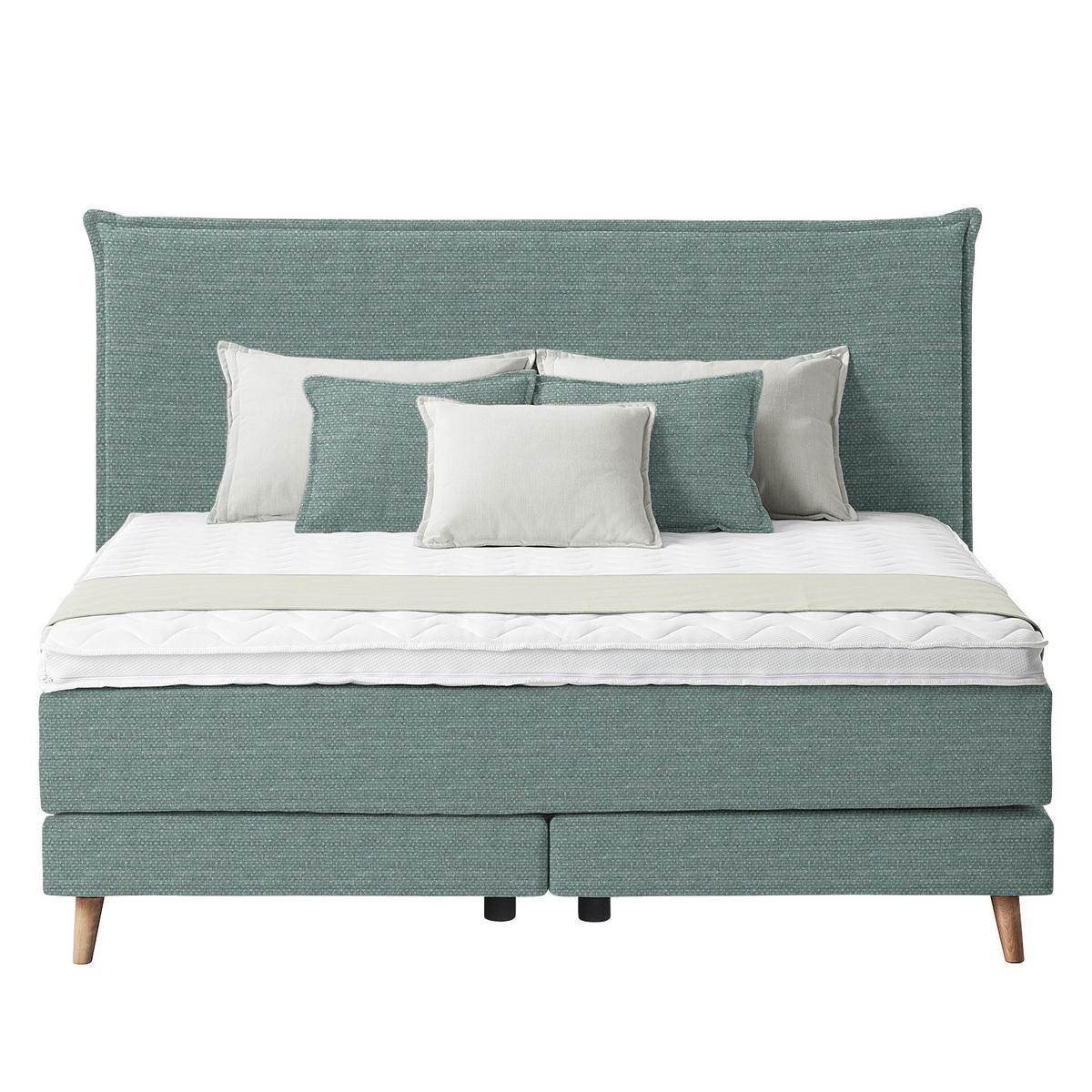 BOXSPRINGBETT 180/200 cm  in Grün  - Eichefarben/Grün, Design, Holzwerkstoff/Textil (180/200cm) - home24