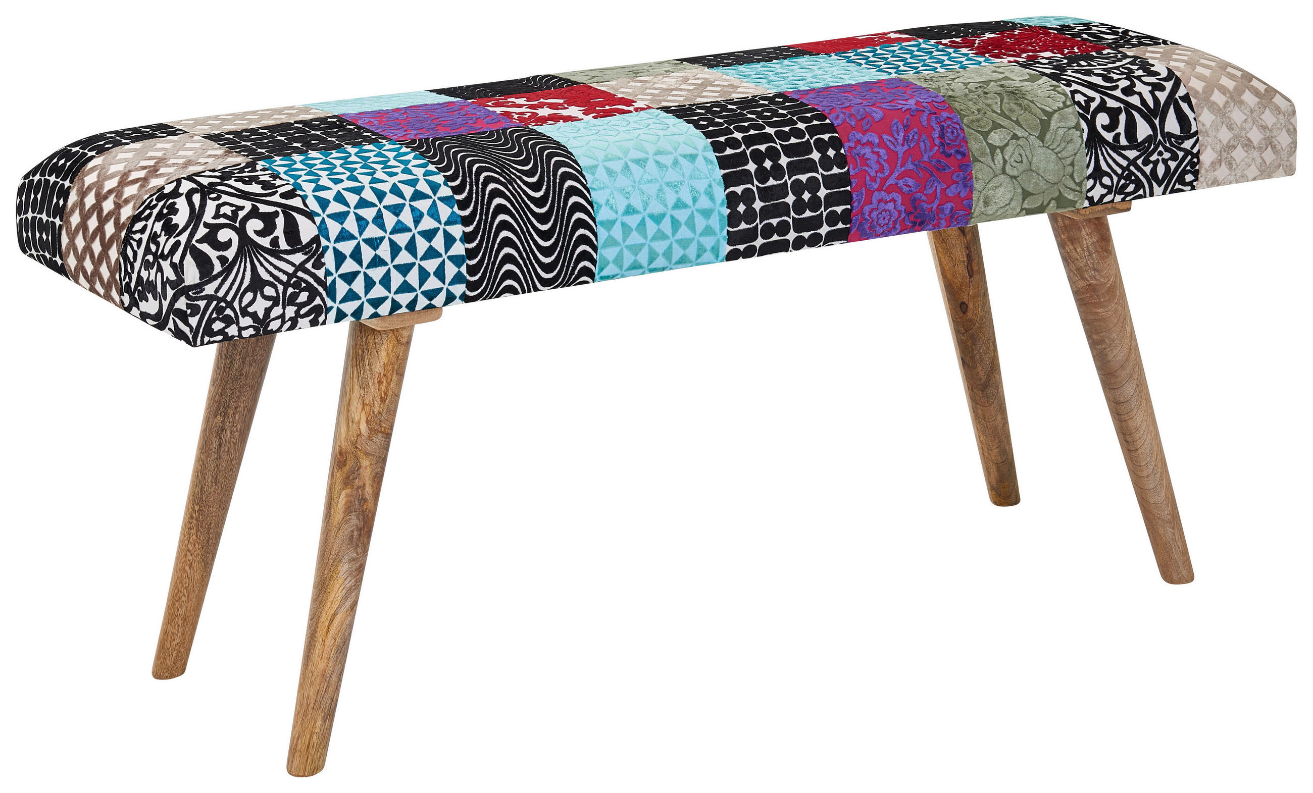 HOCKERBANK 117/51/38 cm Samt Multicolor Holz  - Multicolor/Braun, MODERN, Holz/Textil (117/51/38cm) - MID.YOU