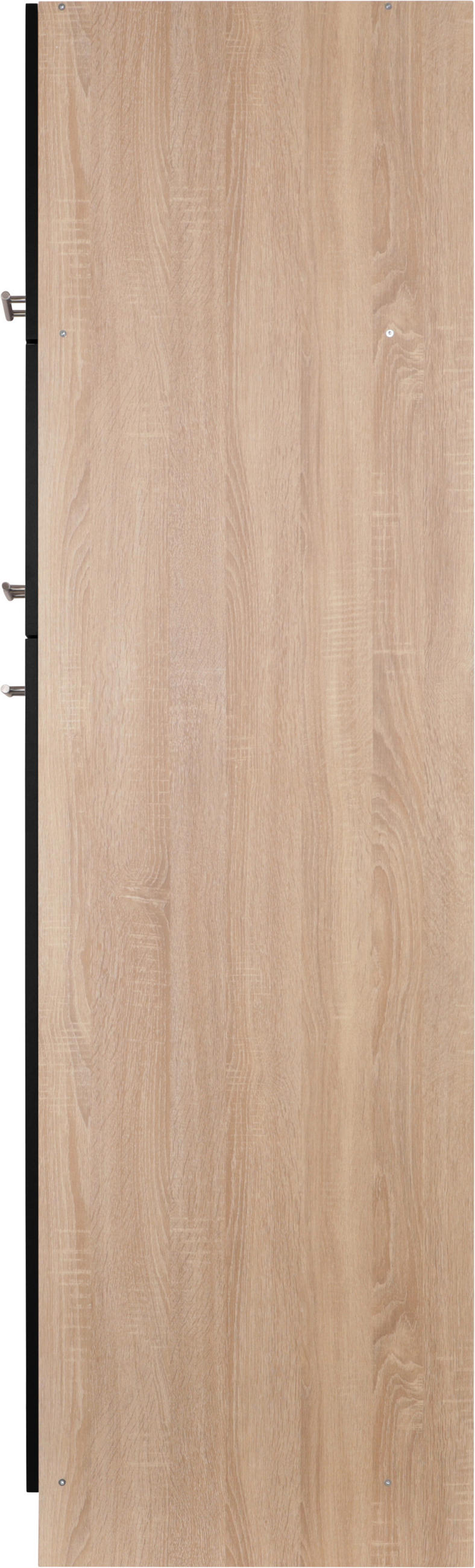 GERÄTEUMBAUSCHRANK 60/200/60 cm  in Schwarz, Eichefarben  - Eichefarben/Silberfarben, Basics, Holzwerkstoff/Metall (60/200/60cm) - Respekta