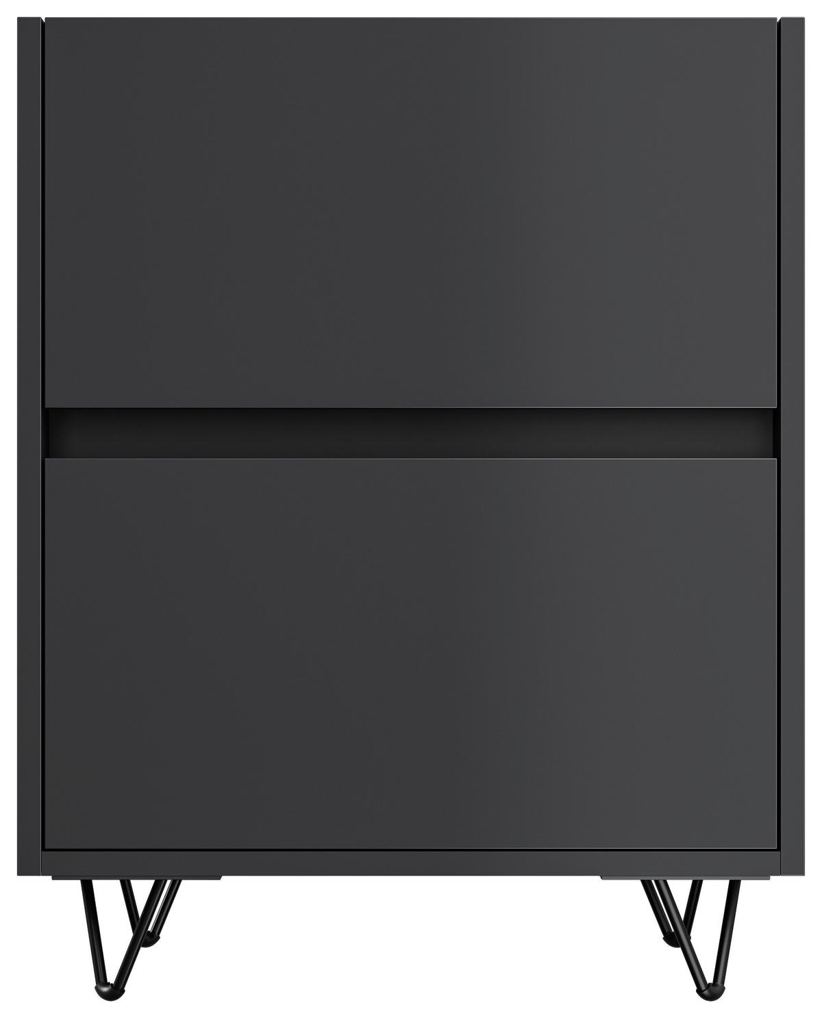 NACHTTISCH 51,2/65/42 cm  - Graphitfarben/Schwarz, Basics, Holzwerkstoff/Metall (51,2/65/42cm) - MID.YOU