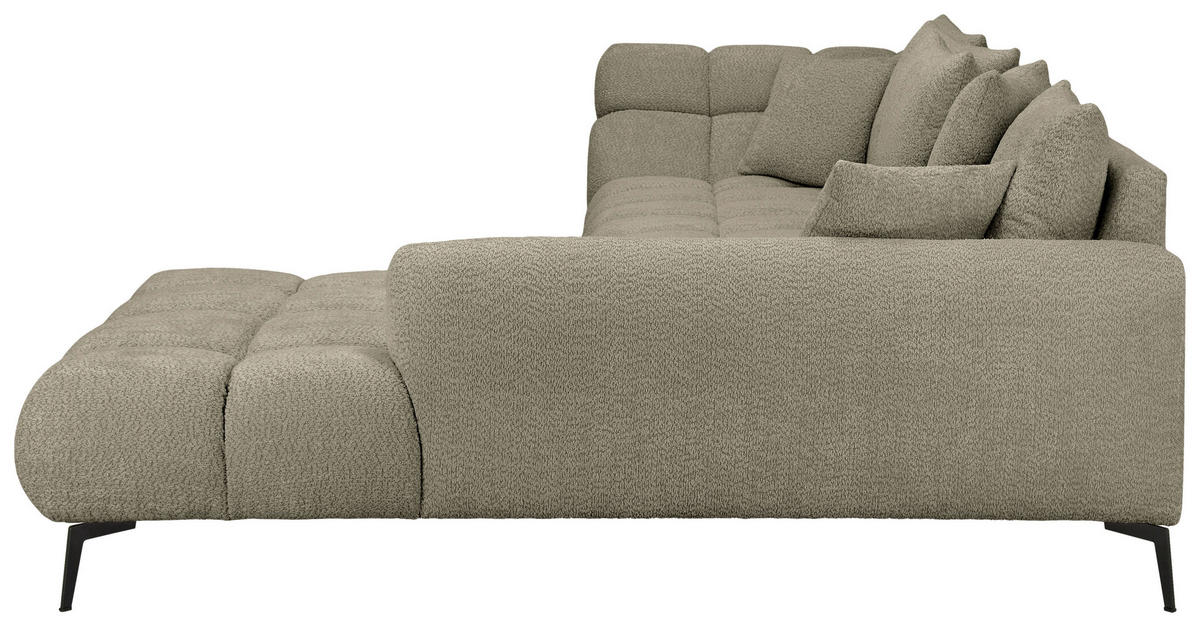 ECKSOFA 318/217 cm  in Bouclé Graubraun Zierkissen, Rückenkissen, Rücken echt  318/217 cm  - Graubraun/Schwarz, MODERN, Textil/Metall (318/217cm) - Carryhome