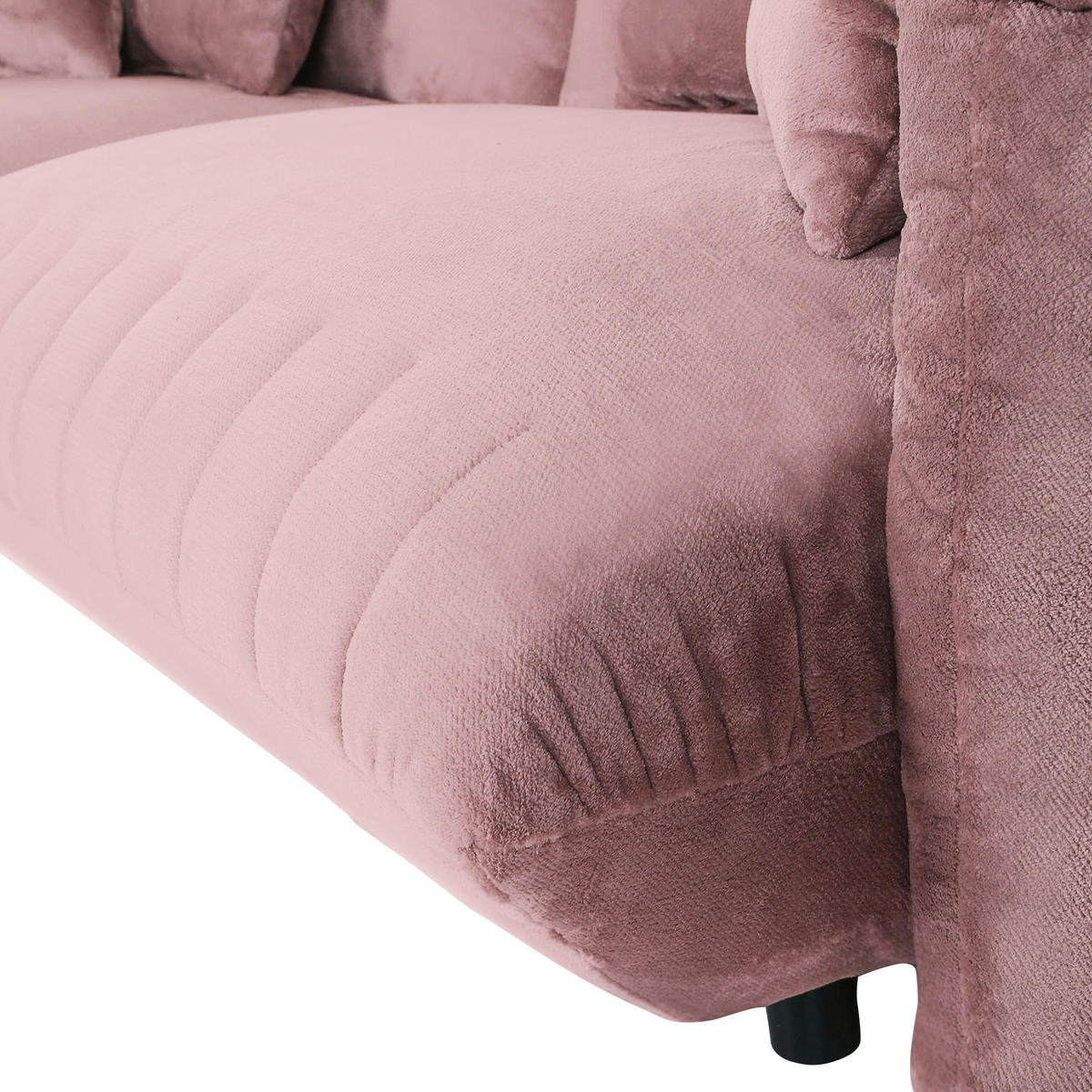 HÖRNSOFFA i plysch rosa  - svart/rosa, Klassisk, textil/plast (170/270cm) - MID.YOU