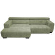 ECKSOFA in Webstoff Olivgrün  182/279 cm  - Schwarz/Olivgrün, KONVENTIONELL, Textil/Metall (182/279cm) - Hom`in