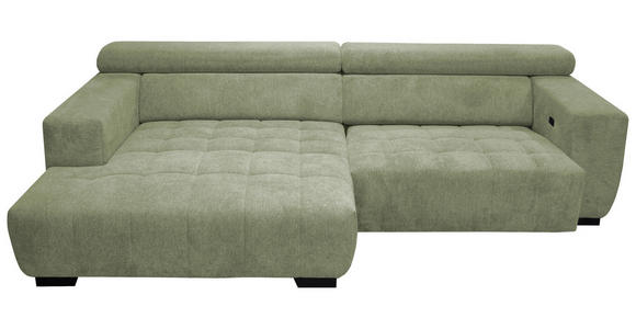 ECKSOFA in Webstoff Olivgrün  182/279 cm  - Schwarz/Olivgrün, KONVENTIONELL, Textil/Metall (182/279cm) - Hom`in