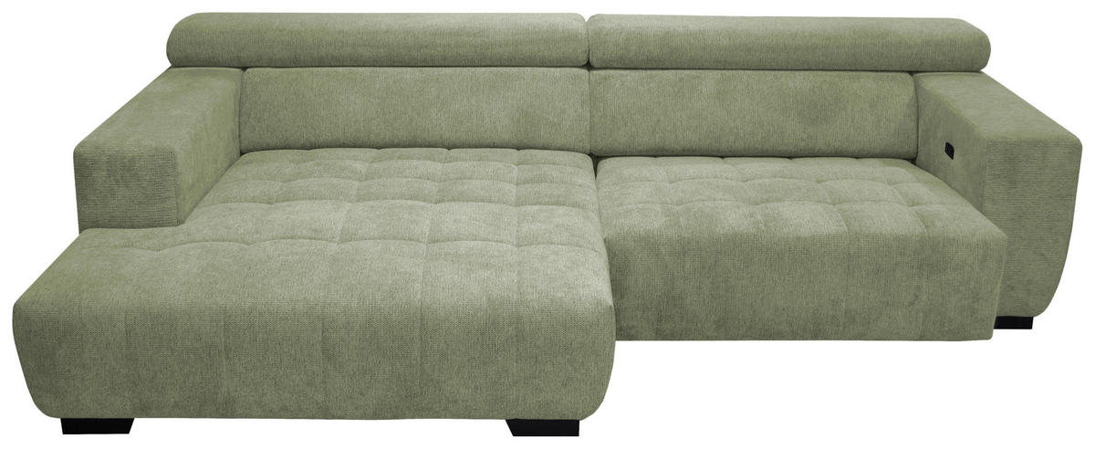 ECKSOFA in Webstoff Olivgrün  182/279 cm  - Schwarz/Olivgrün, KONVENTIONELL, Textil/Metall (182/279cm) - Hom`in