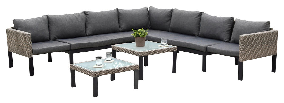 LOUNGE GARNITURA aluminij  - bež, Moderno, kovina/umetna masa (200/200cm) - Gardenson