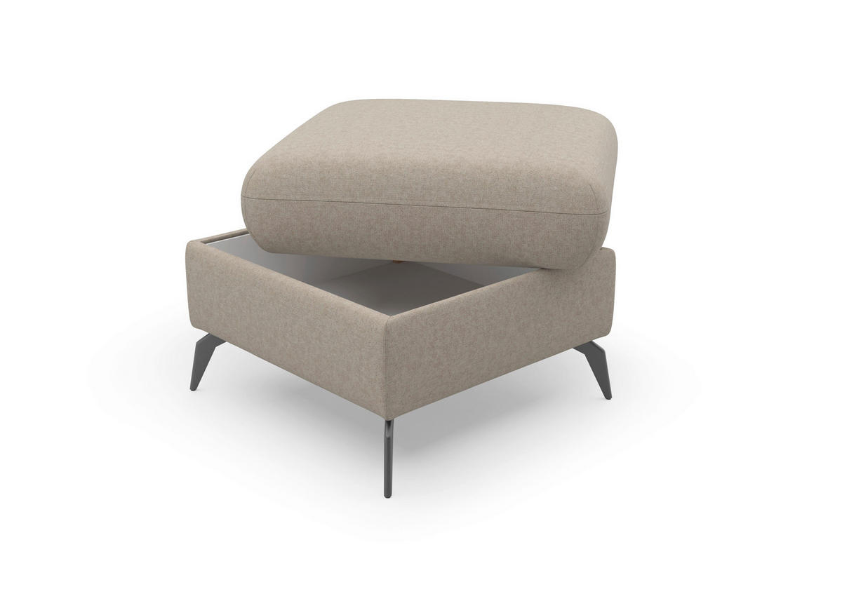 HOCKER Flachgewebe Taupe  - Taupe/Schwarz, KONVENTIONELL, Textil/Metall (58/50/58cm) - Sit & More