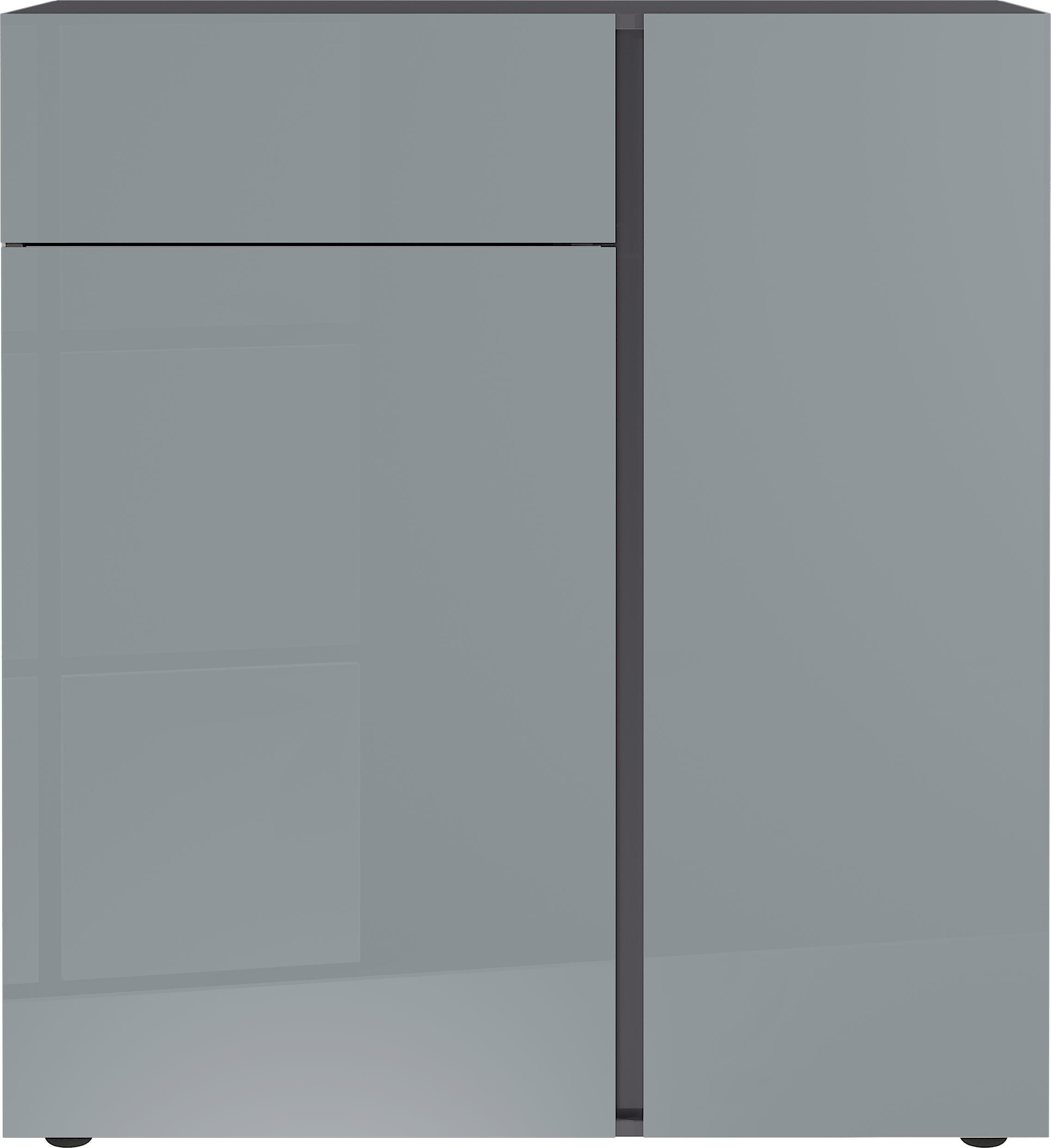KOMMODE Graphitfarben, Grau - Schwarz/Graphitfarben, KONVENTIONELL, Glas/Holzwerkstoff (94/104/42cm) - Voleo