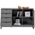 SIDEBOARD in 141,4/85,4/40 cm - Schwarz/Graphitfarben, MODERN, Holzwerkstoff/Metall (141,4/85,4/40cm) - Voleo