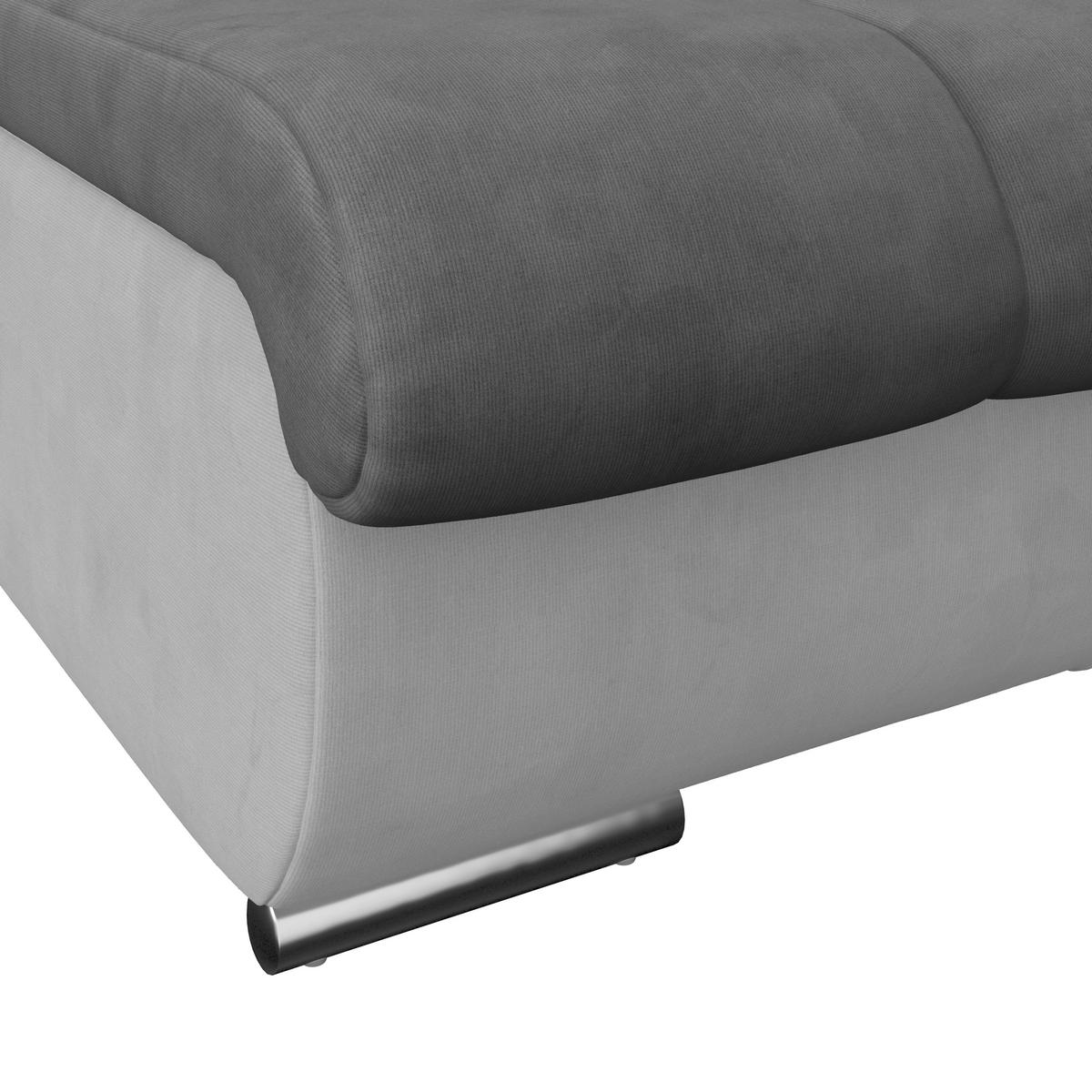 HOCKER Mikrofaser Hellgrau, Dunkelgrau  - Chromfarben/Dunkelgrau, MODERN, Textil/Metall (100/43/80cm) - MID.YOU