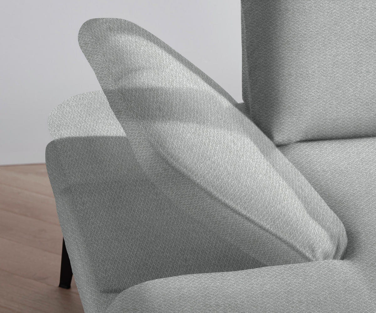 ECKSOFA in Chenille Hellgrau  - Hellgrau/Schwarz, Design, Textil/Metall (289/180cm) - Stylife