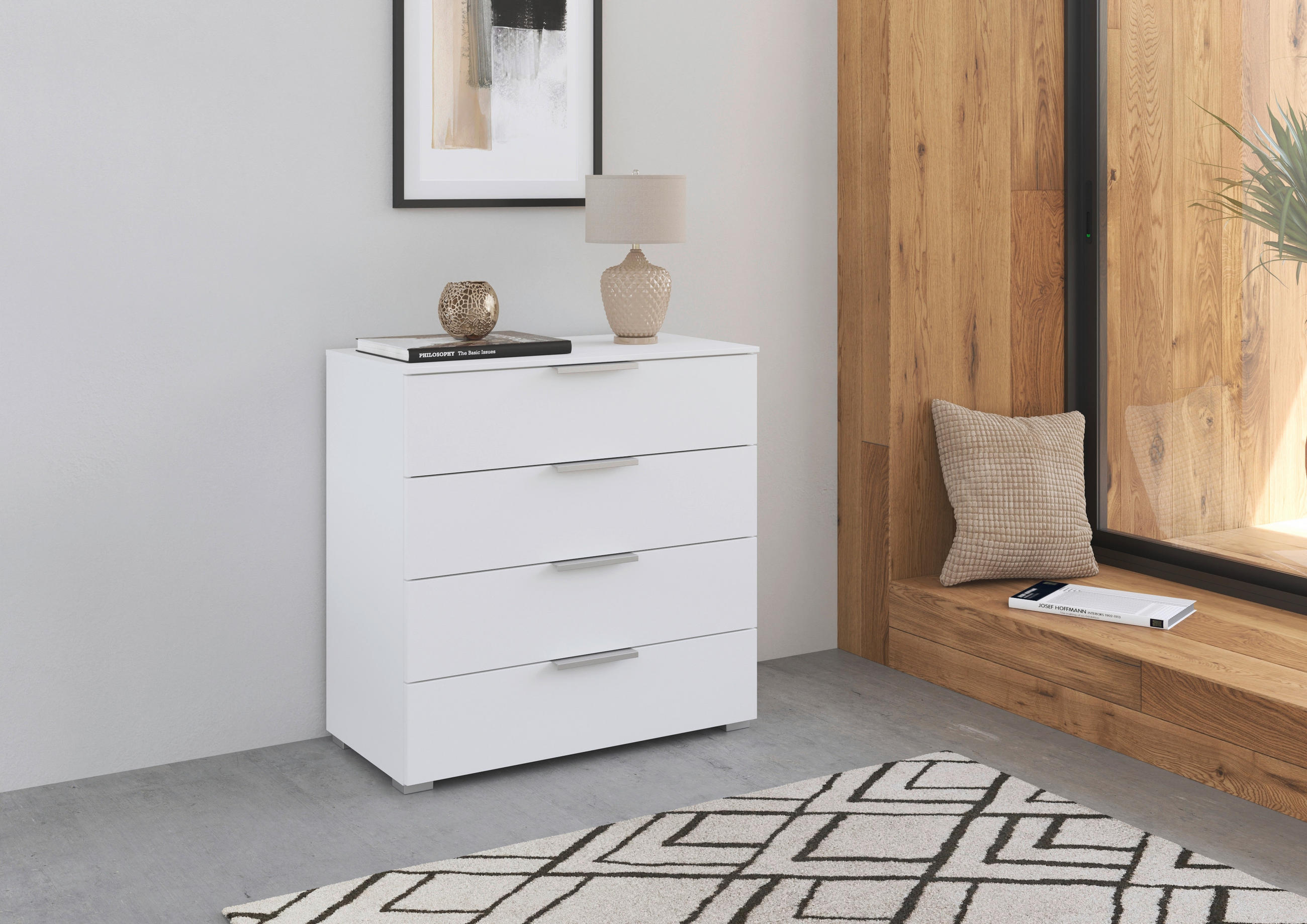 KOMMODE  in 80/81/42 cm  - Alufarben/Weiß, KONVENTIONELL, Holzwerkstoff/Kunststoff (80/81/42cm) - home24