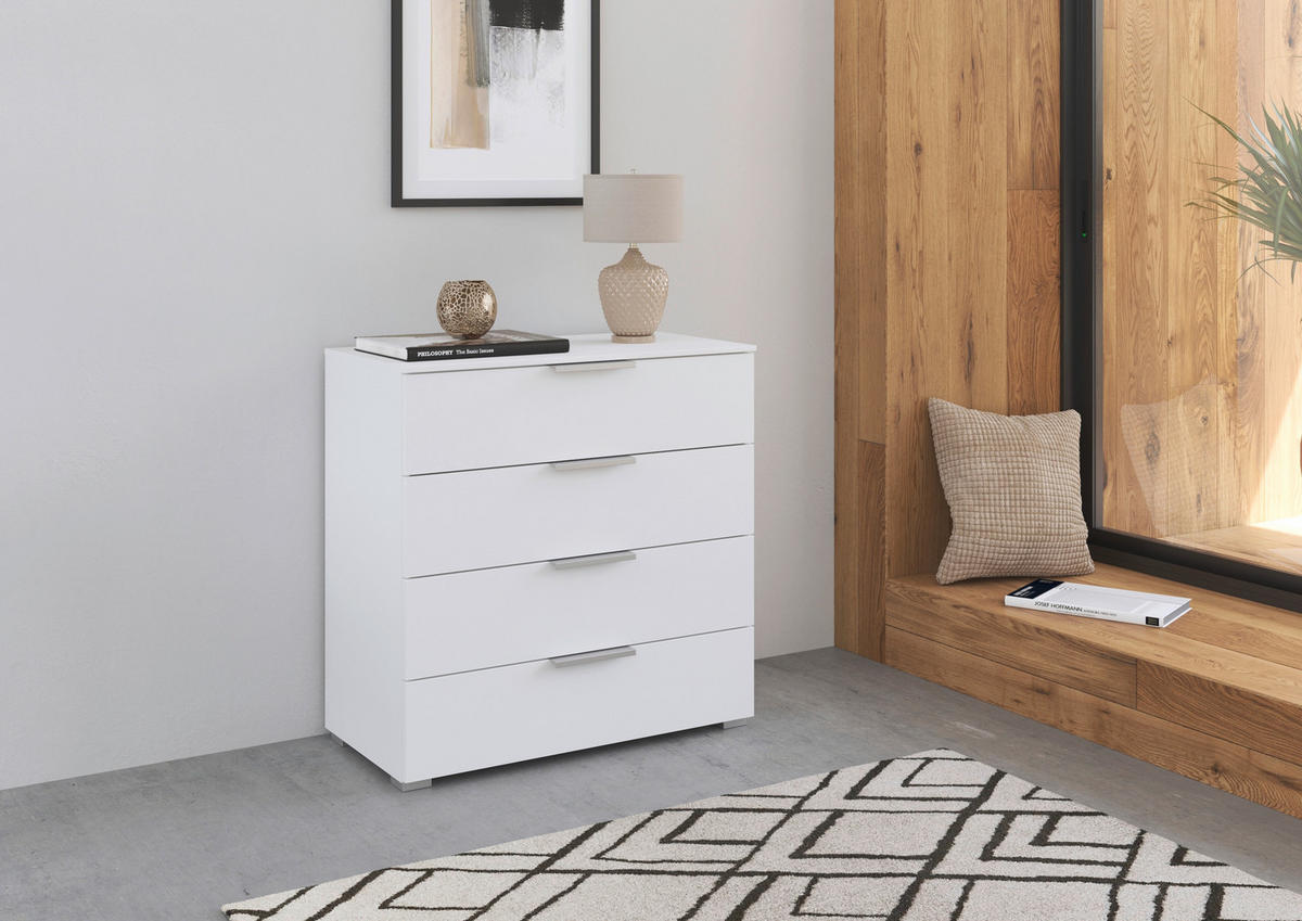 KOMMODE  in 80/81/42 cm  - Alufarben/Weiß, KONVENTIONELL, Holzwerkstoff/Kunststoff (80/81/42cm) - home24
