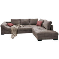 ECKSOFA Braun, Grau Cord  - Koralle/Schwarz, Design, Holz/Textil (298/202cm) - MID.YOU
