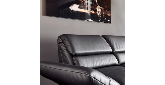 ZWEISITZER-SOFA in Echtleder Schwarz - Chromfarben/Schwarz, Design, Leder/Metall (172-226/83/96cm) - Dieter Knoll