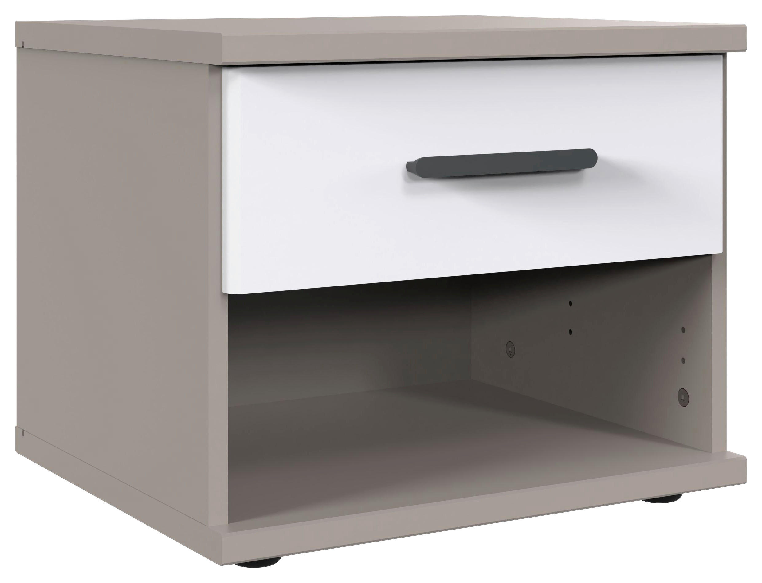 Carryhome Nachtschrank Grau, Weiß, Sahara 46x38x40 cm