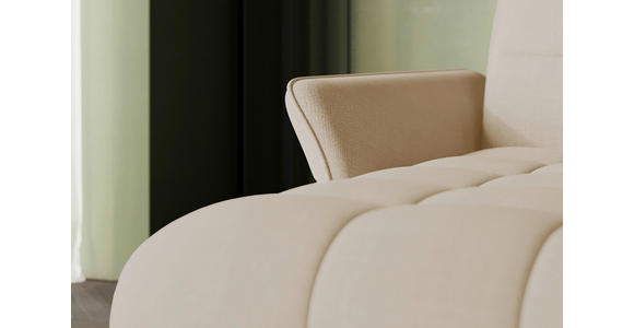 ECKSOFA Beige Flachgewebe Rücken echt, Kopfteilverstellung, Sitztiefenverstellung  - Beige/Schwarz, KONVENTIONELL, Textil/Metall (175/272cm) - Carryhome
