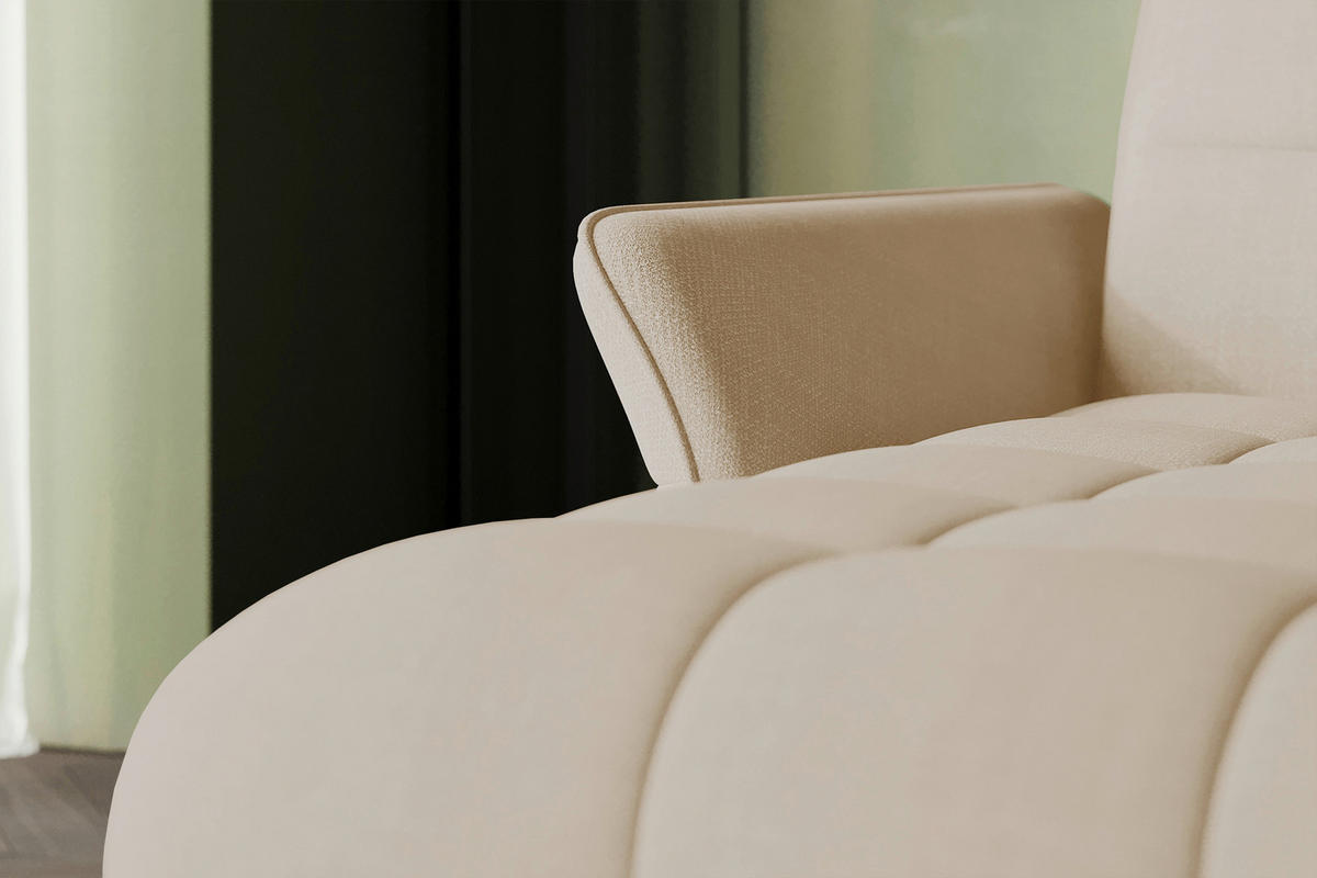 ECKSOFA Beige Flachgewebe Rücken echt, Kopfteilverstellung, Sitztiefenverstellung  - Beige/Schwarz, KONVENTIONELL, Textil/Metall (175/272cm) - Carryhome