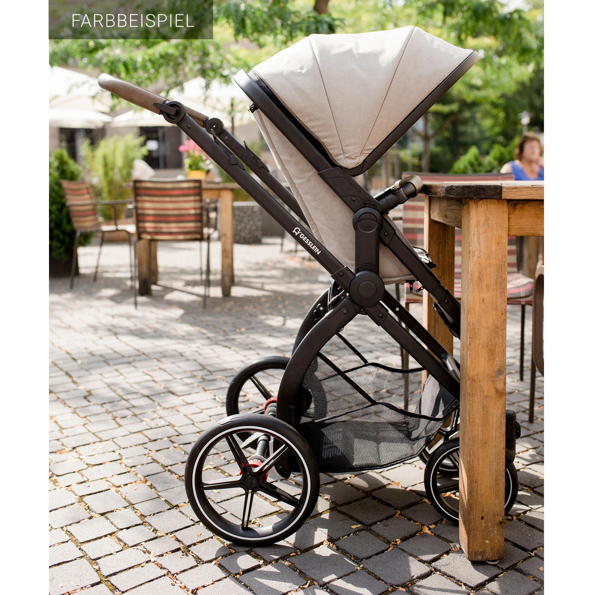 KINDERWAGENSET FX4 Life  - Petrol/Schwarz, Basics, Textil/Metall (57/129/100cm) - Gesslein