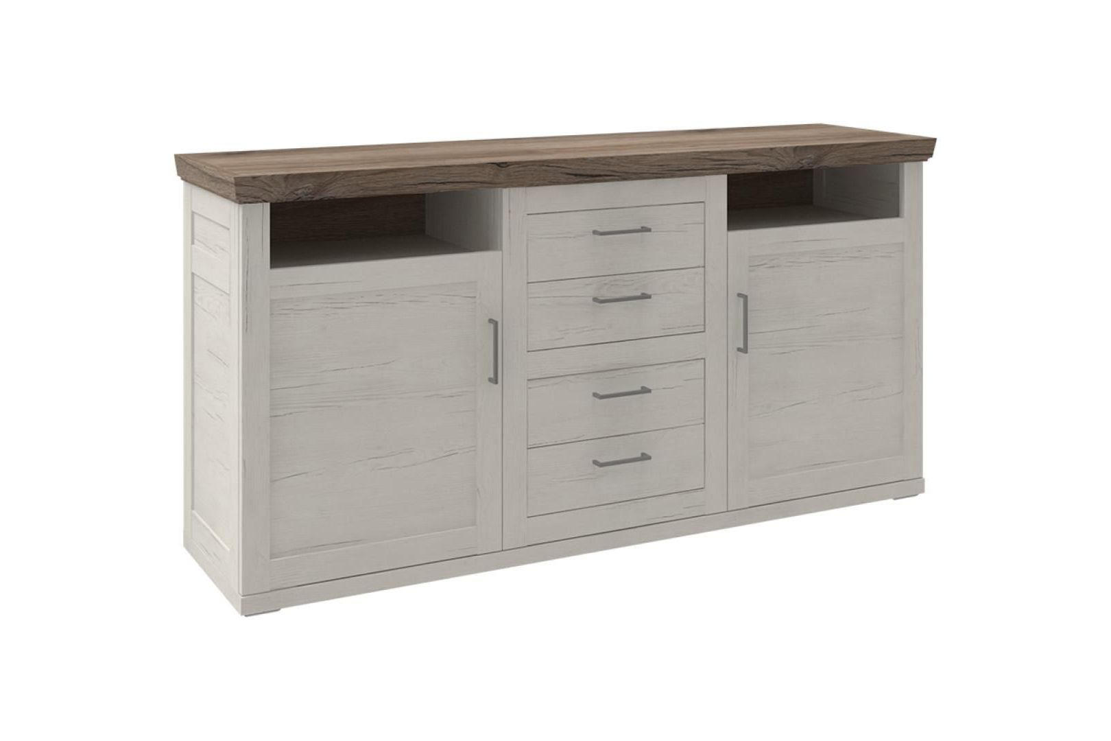SIDEBOARD Pinie Eichefarben, Pinienfarben Einlegeboden - Chromfarben/Eichefarben, LIFESTYLE, Holz/Kunststoff (186/92/45cm) - Landscape