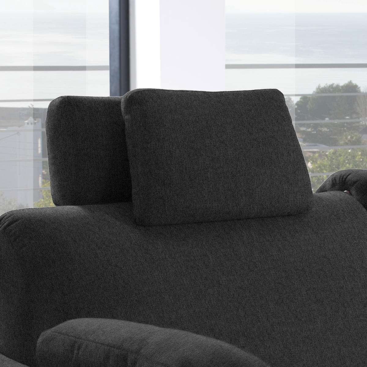 ECKSOFA in Flachgewebe Anthrazit  261/203 cm  - Eichefarben/Anthrazit, KONVENTIONELL, Holz/Textil (261/203cm) - Sedda