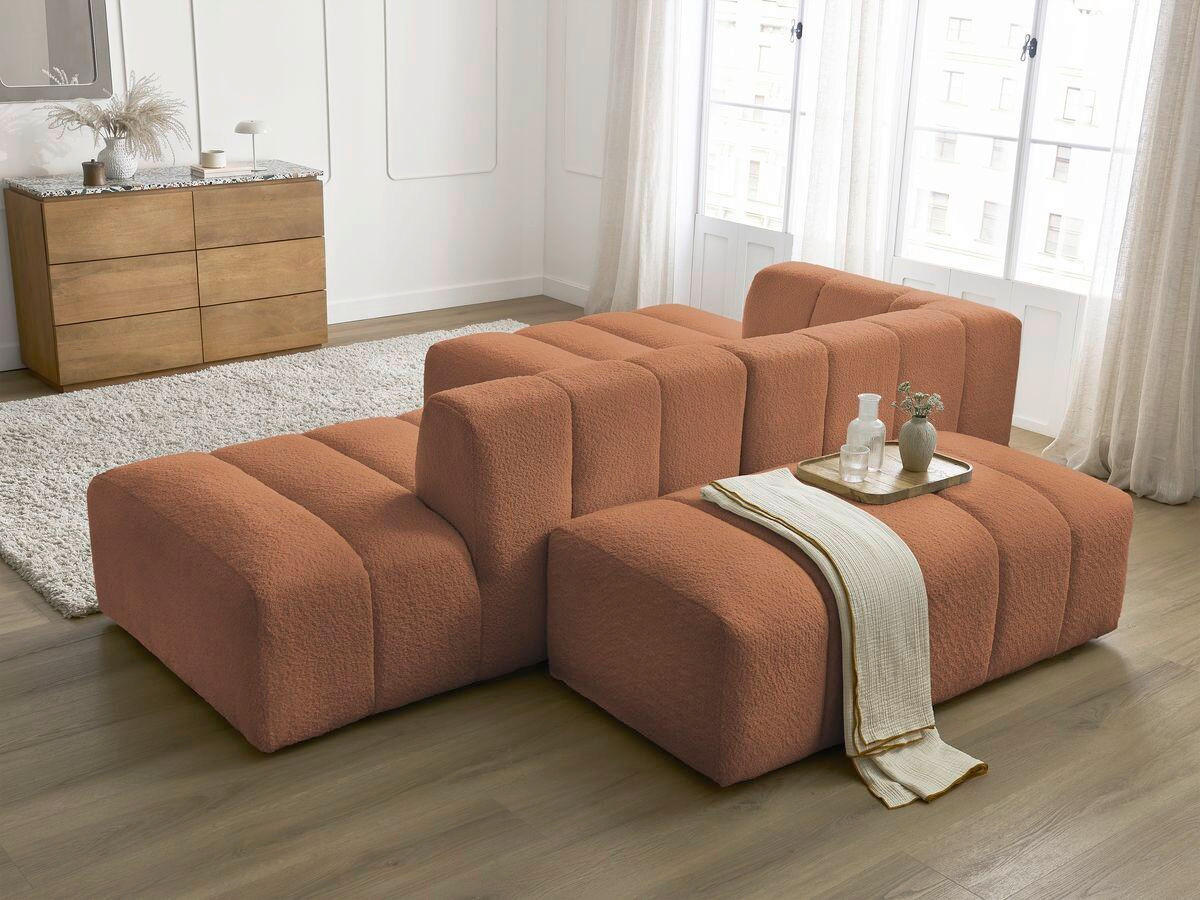 ECKSOFA  ANNECY Orange Bouclé  - Schwarz/Orange, MODERN, Kunststoff/Textil (170/262cm)