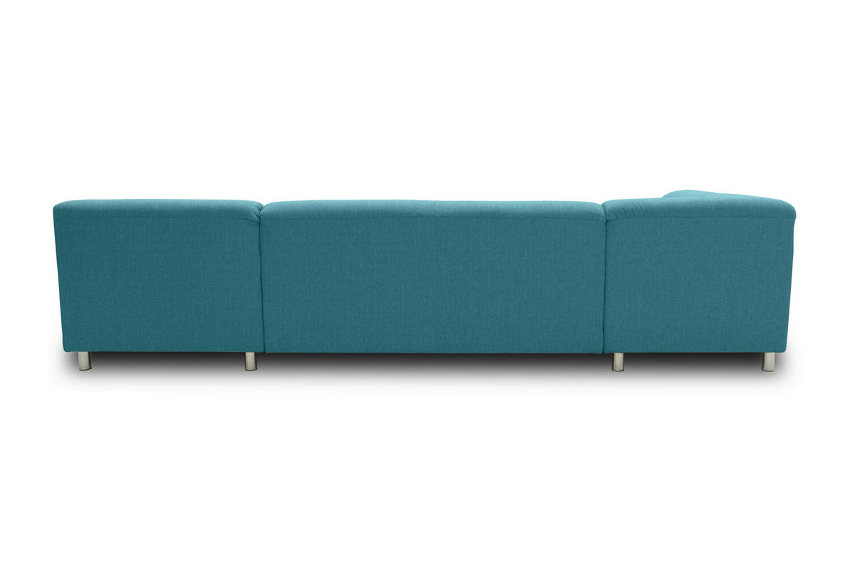 WOHNLANDSCHAFT Petrol Webstoff  - Chromfarben/Petrol, KONVENTIONELL, Textil/Metall (194/308/150cm) - MID.YOU