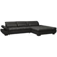 ECKSOFA  in Flachgewebe Dunkelgrau  341/204 cm  - Dunkelgrau/Schwarz, Design, Textil/Metall (341/204cm) - Xora
