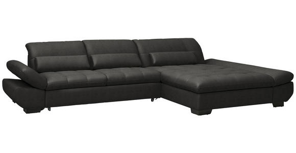 ECKSOFA  in Flachgewebe Dunkelgrau  341/204 cm  - Dunkelgrau/Schwarz, Design, Textil/Metall (341/204cm) - Xora