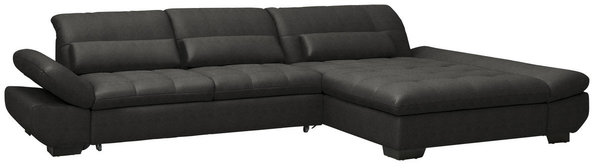 ECKSOFA  in Flachgewebe Dunkelgrau  341/204 cm  - Dunkelgrau/Schwarz, Design, Textil/Metall (341/204cm) - Xora
