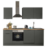 Bucătărie Fără Electrocasnice 220/211/60 cm  - stejar Artisan/grafit, Basics, metal/material pe bază de lemn (220/211/60cm) - Xora