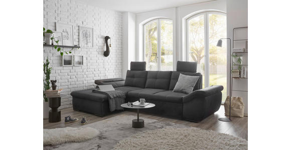 ECKSOFA in Mikrovelours Schwarz  - Schwarz, KONVENTIONELL, Kunststoff/Textil (170/275cm) - Carryhome