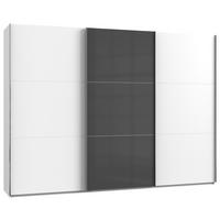 SCHWEBETÜRENSCHRANK 300/216/65 cm 3-türig Grau, Weiß  - Chromfarben/Weiß, MODERN, Holzwerkstoff (300/216/65cm) - MID.YOU