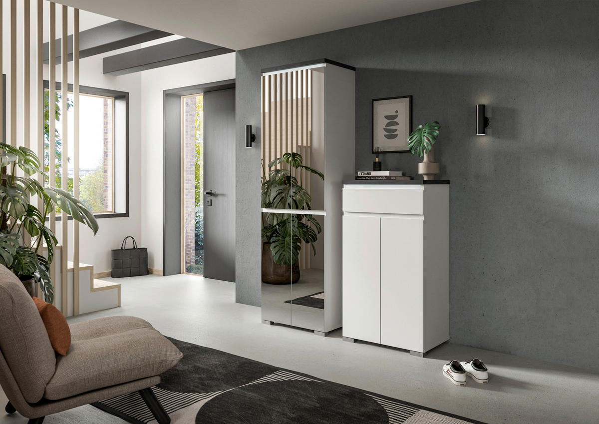 SCHUHSCHRANK  in 60/194/40 cm  - Silberfarben/Weiß, MODERN, Holzwerkstoff (60/194/40cm)