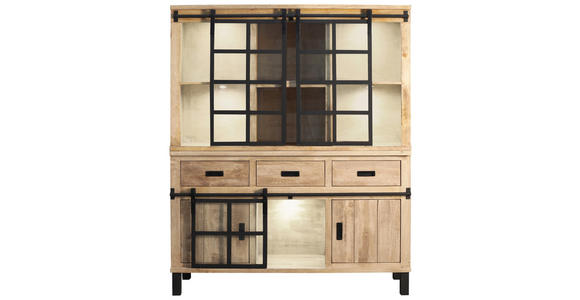 BUFFET 145/180/42 cm  in  - Graubraun/Schwarz, LIFESTYLE, Glas/Holz (145/180/42cm) - Landscape