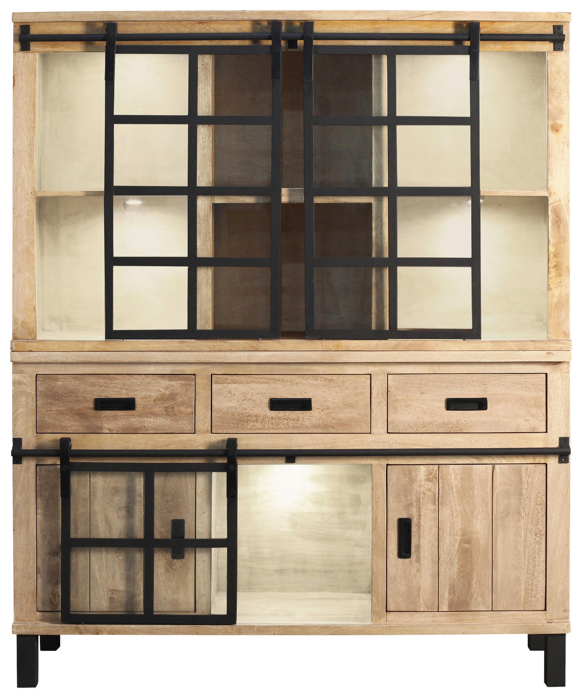 BUFFET 145/180/42 cm  in  - Graubraun/Schwarz, LIFESTYLE, Glas/Holz (145/180/42cm) - Landscape