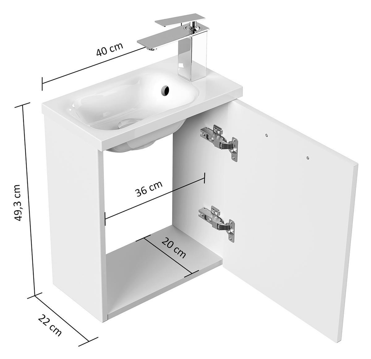 GÄSTEBAD 40 cm  - Graphitfarben, MODERN, Holzwerkstoff/Stein (40cm) - MID.YOU