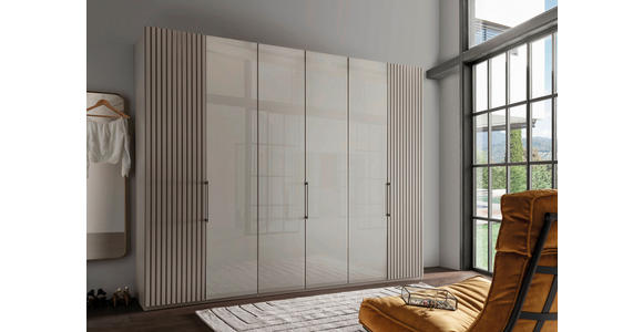 DREHTÜRENSCHRANK 300/216/58 cm 6-türig Hellgrau - Schieferfarben/Hellgrau, Design, Glas/Holzwerkstoff (300/216/58cm) - Novel