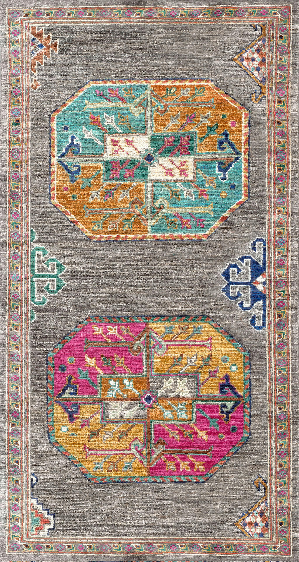 VINTAGE-TEPPICH Cortea Khamil 80/150 cm  in Grau, Türkis, Pink  - Türkis/Pink, LIFESTYLE, Kunststoff/Textil (80/150cm) - Lindorug