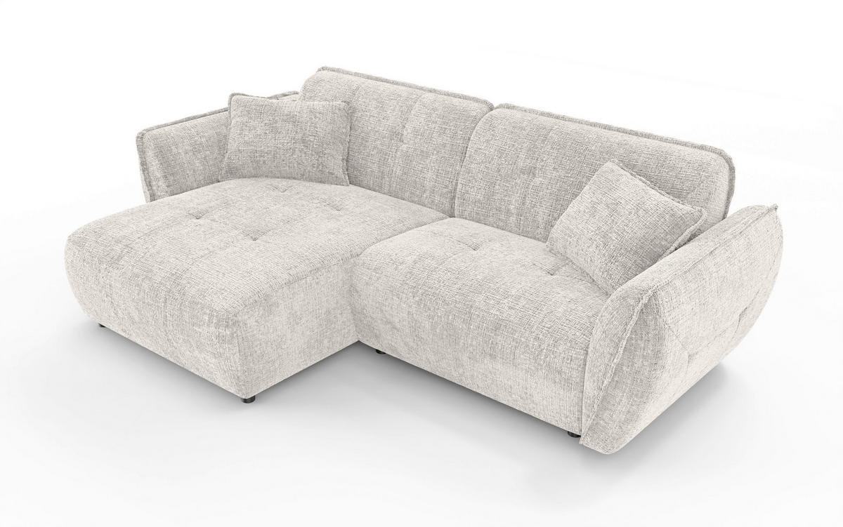 ECKSOFA Nelia Beige Chenille  - Beige/Schwarz, Design, Kunststoff/Textil (155/252cm) - P & B