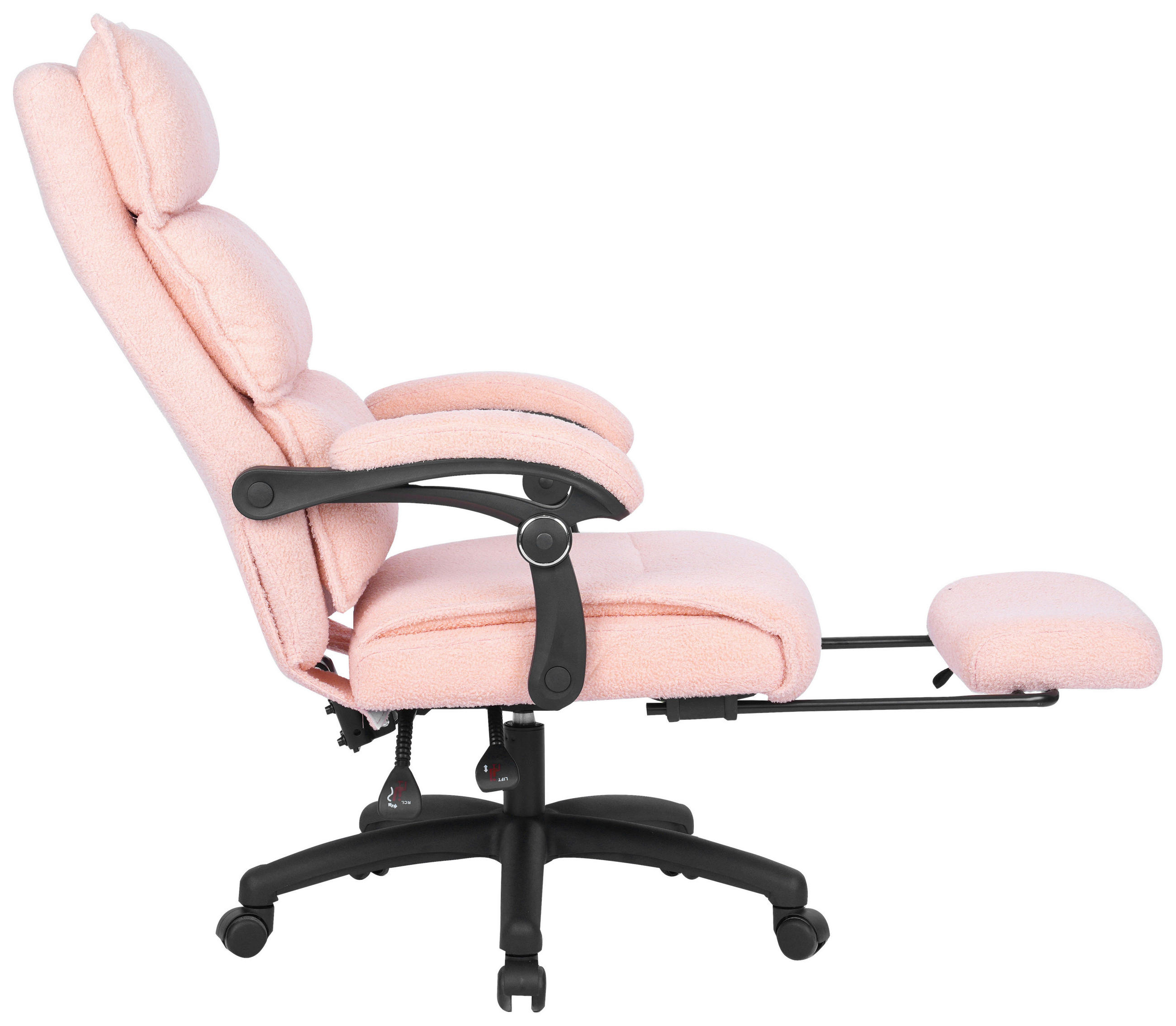 CHEFSESSEL Teddystoff Pink  - Pink/Schwarz, Design, Kunststoff/Textil (64,5/112/120/65cm) - Carryhome