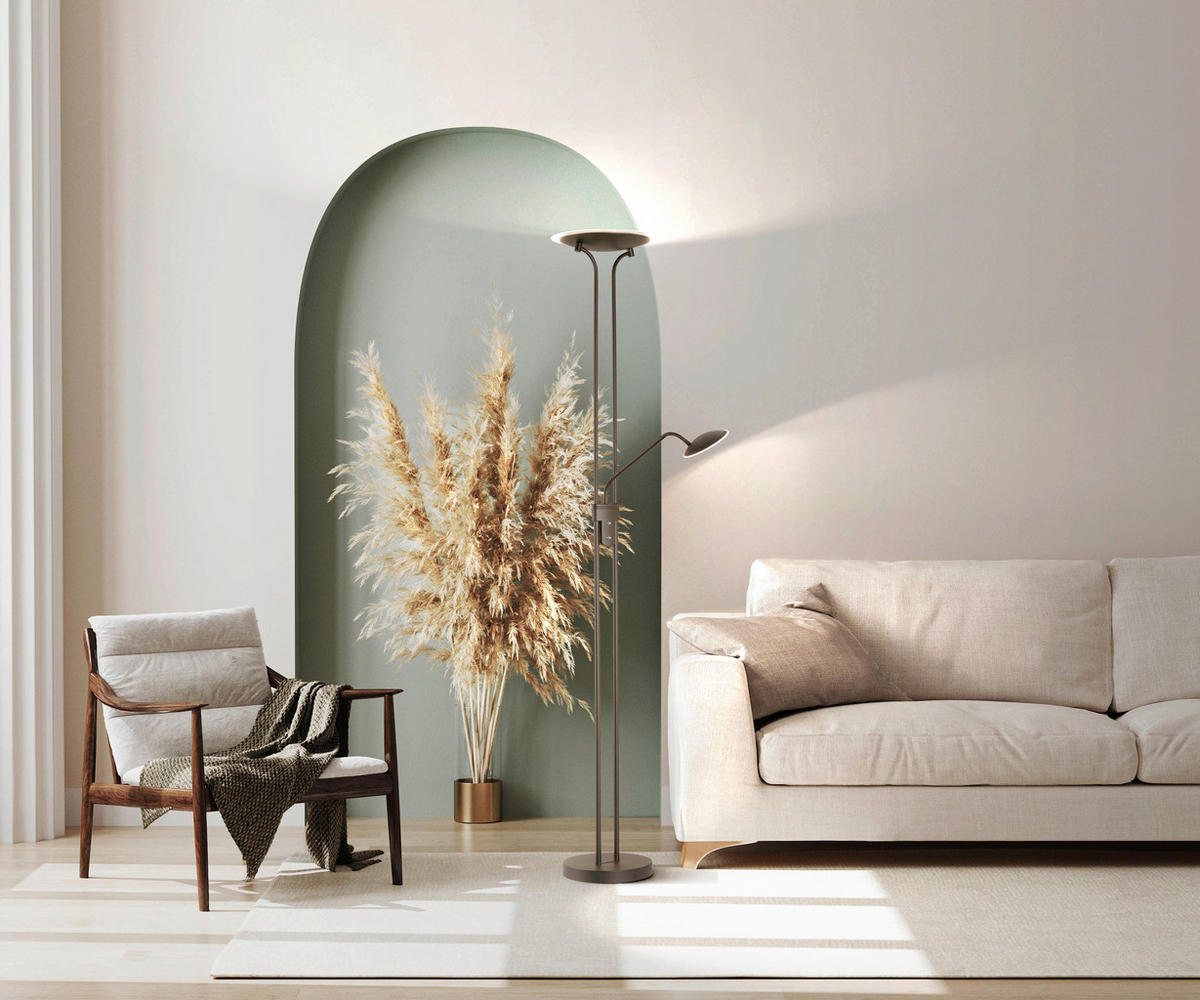 LED-STEHLEUCHTE 35/180 cm    - Schwarz, KONVENTIONELL, Glas/Metall (35/180cm) - Fischer & Honsel
