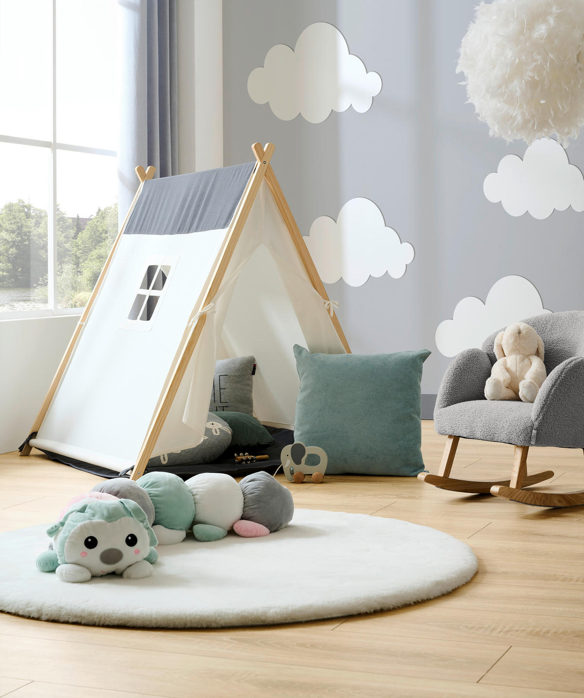 SPIELZELT - Dunkelgrau/Creme, Basics, Holz/Textil (100/100/110cm) - My Baby Lou